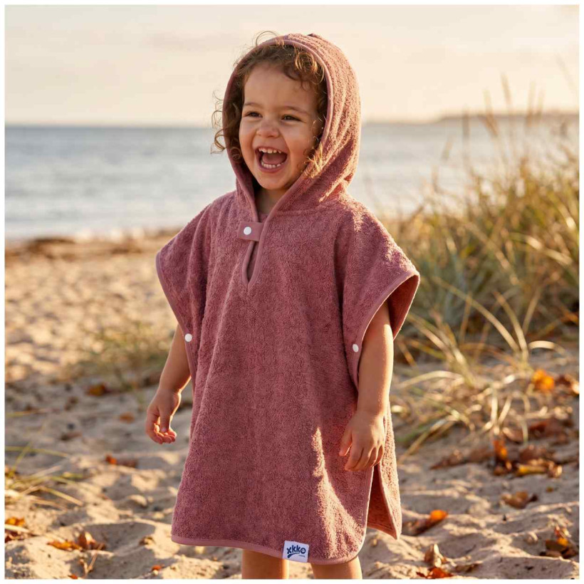 Organic cotton terry Poncho XKKO Organic - Mesa Rose