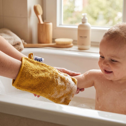 Organic cotton Terry Bath Glove XKKO Organic - Honey Mustard