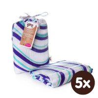 Bamboo swaddle XKKO BMB 120x120 - Ocean Blue Waves 5x1ps (Wholesale packaging)