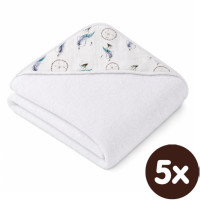 Hooded bamboo terry towel XKKO BMB 90x90 - Dream Catcher 5x1ps (Wholesale packaging)