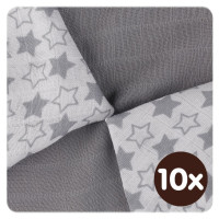 Bamboo muslins XKKO BMB 30x30 - Little Stars Silver MIX 10x9pcs (Wholesale packaging)