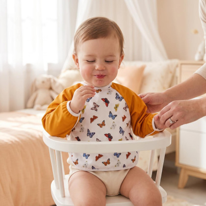 XKKO long-sleeve bib - Butterflies