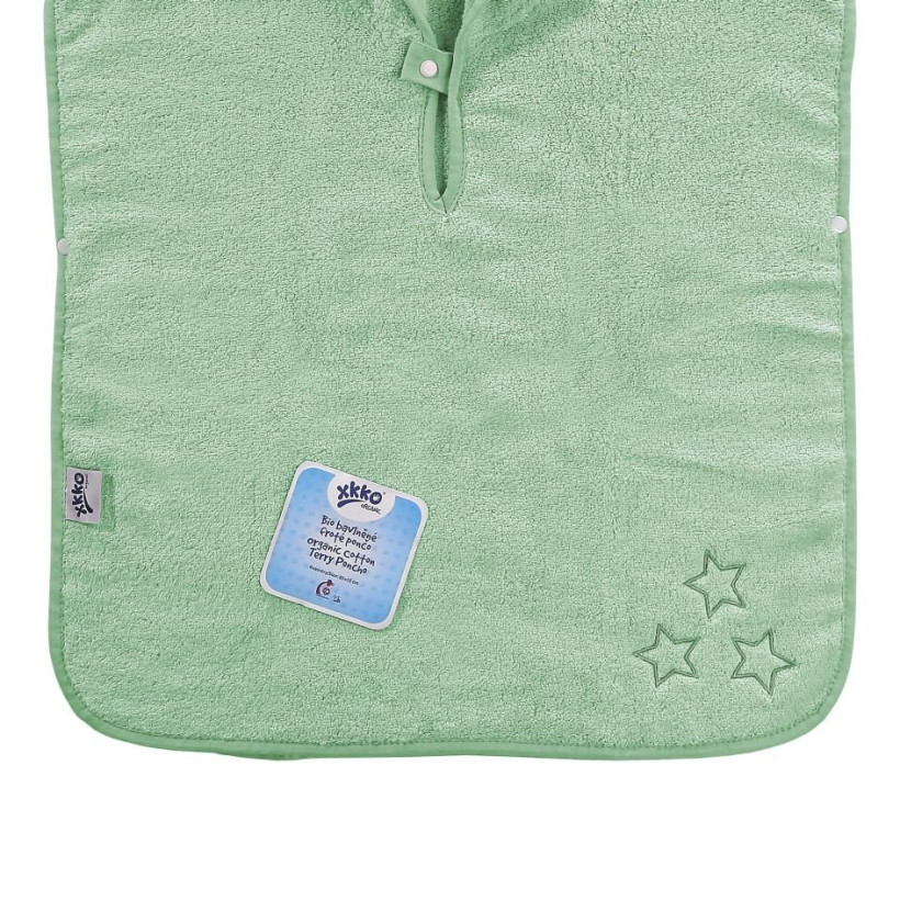 Organic cotton terry Poncho XKKO Organic - Mint Stars