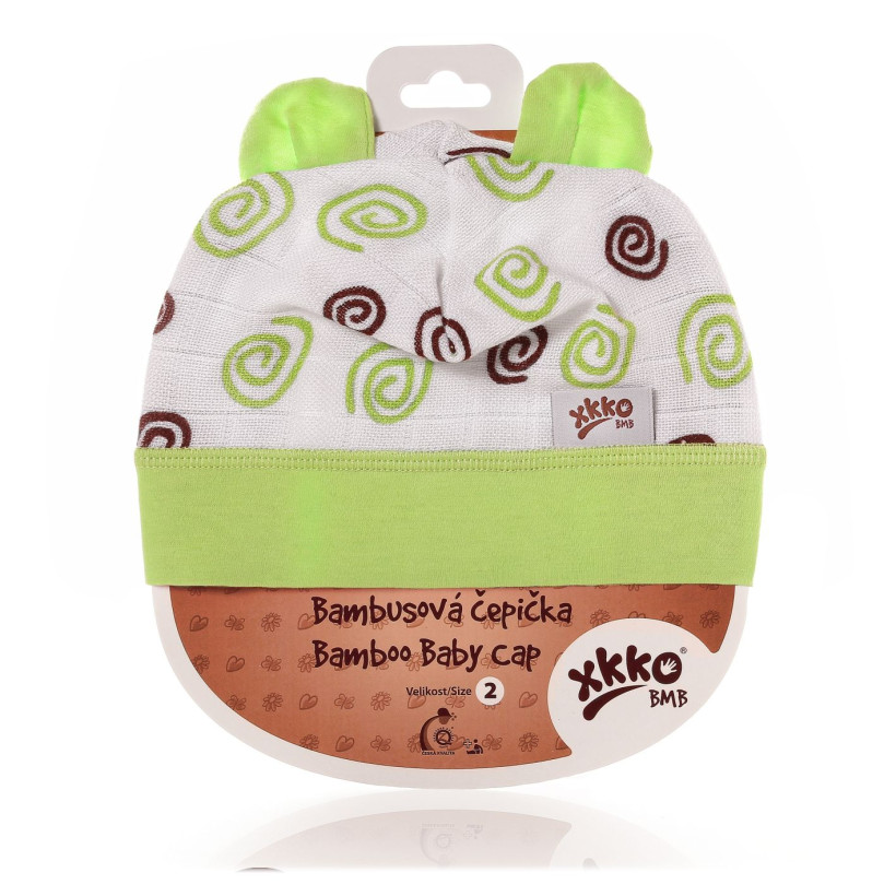 Bamboo Baby Hat XKKO BMB - Lime Spirals 3x1ps (Wholesale packaging)
