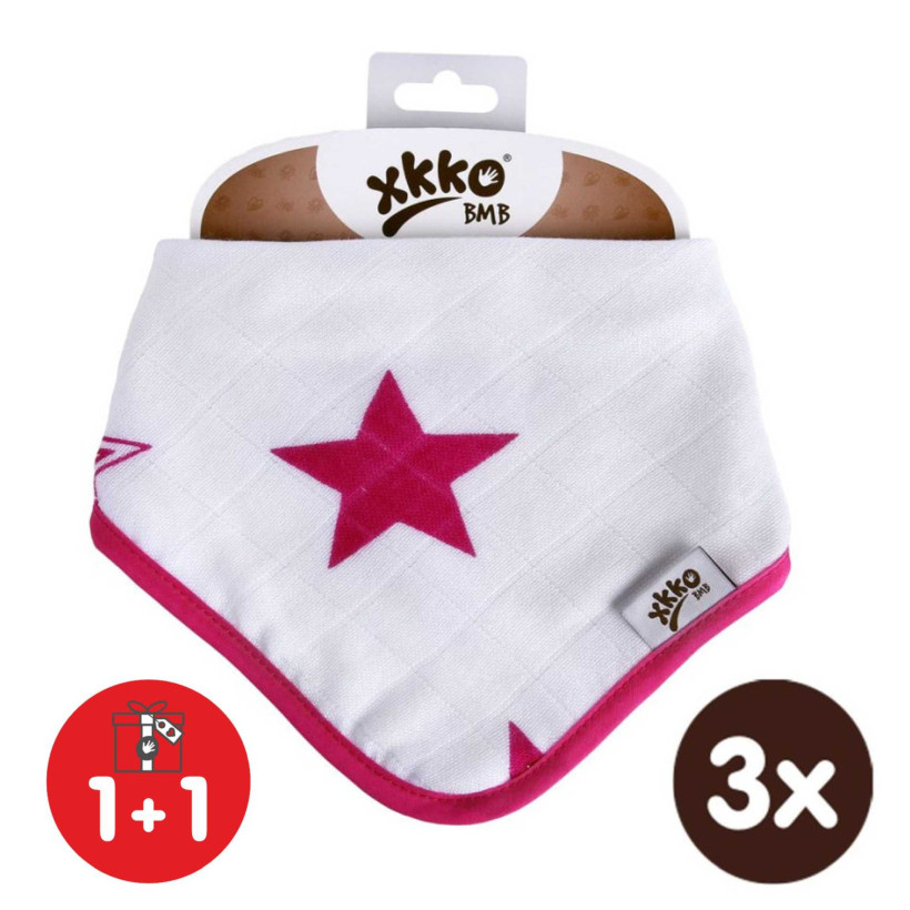 Bamboo bandana XKKO BMB - Magenta Stars 3x1ps Wholesale packing