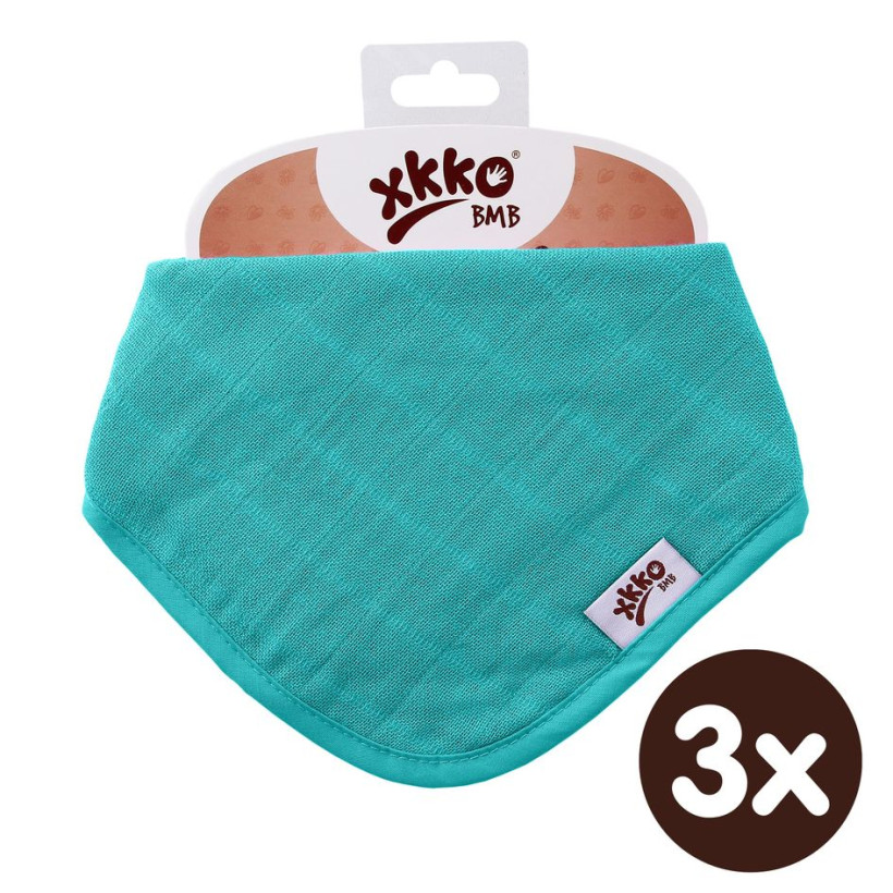 Bamboo bandana XKKO BMB - Turquoise 3x1ps Wholesale packing