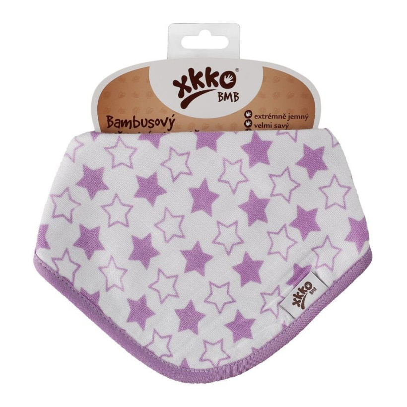 Bamboo bandana XKKO BMB - Little Stars Lilac 3x1ps Wholesale packing