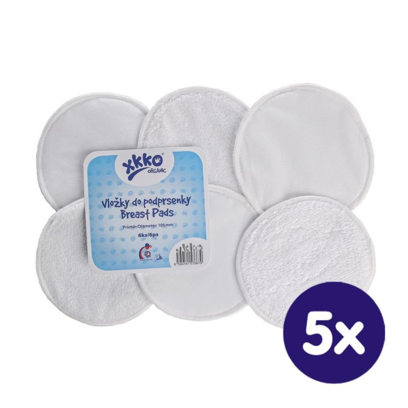 Breast Pads XKKO Organic - White 5x6ps (Wholesale pack.)