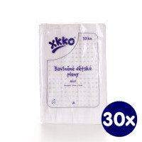 Cotton muslins XKKO Classic 70x70 - White 30x10ps (Wholesale pack.)