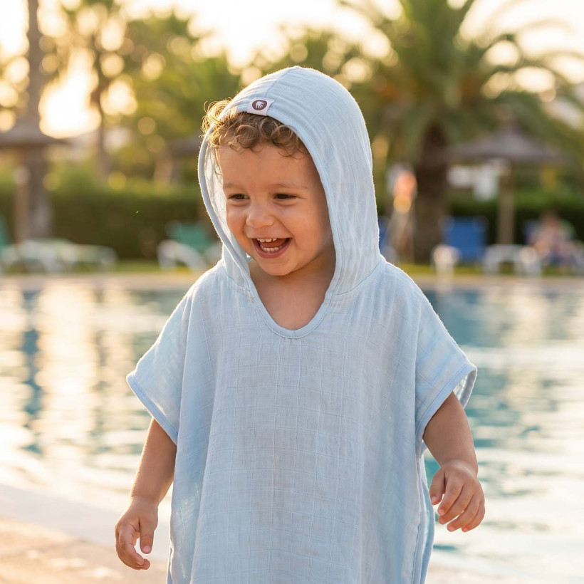 Bamboo Muslin Poncho XKKO BMB - Baby Blue