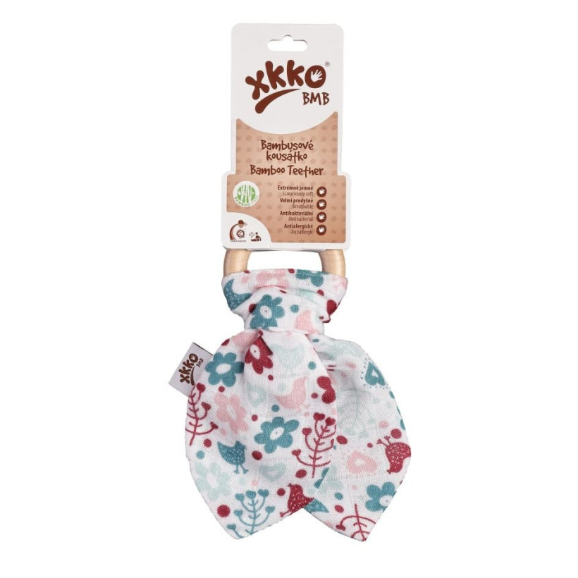 XKKO BMB Bamboo teether with Leaves - Flowers&Birds Girls