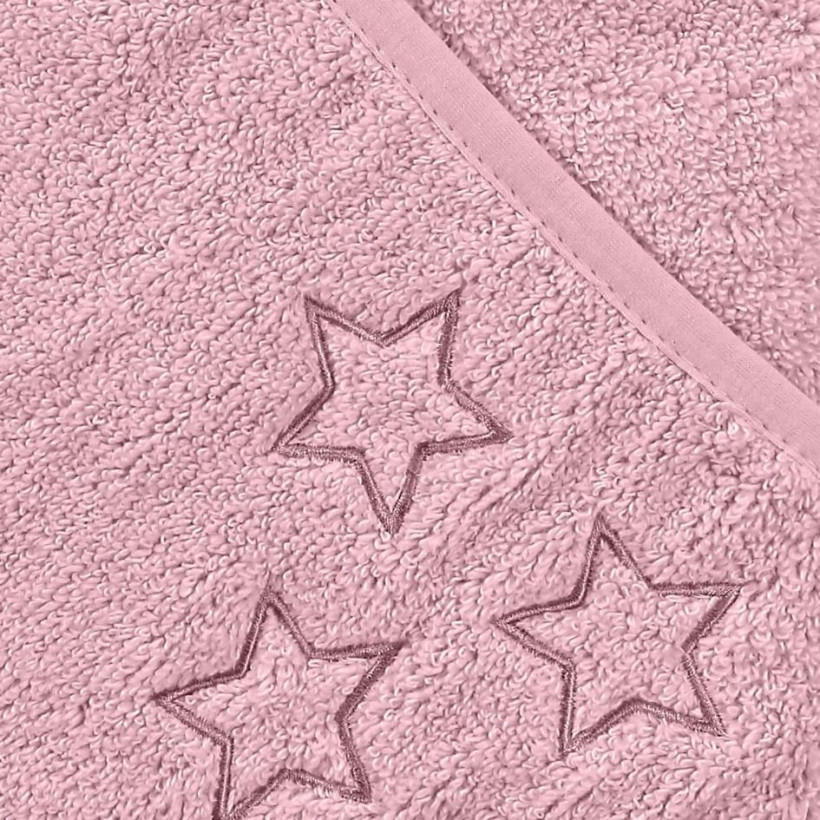 Hooded terry bath towel XKKO Organic 90x90 - Baby Pink Stars 5x1ps (Wholesale pack.)