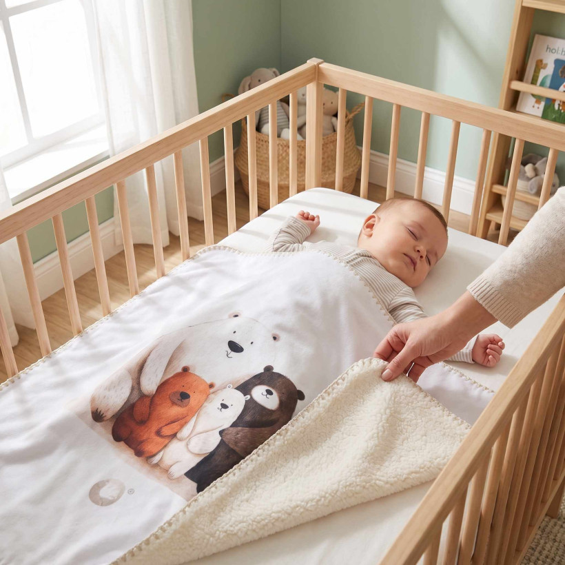 Spanish baby blanket XKKO LUX 75x100 - Bear Family