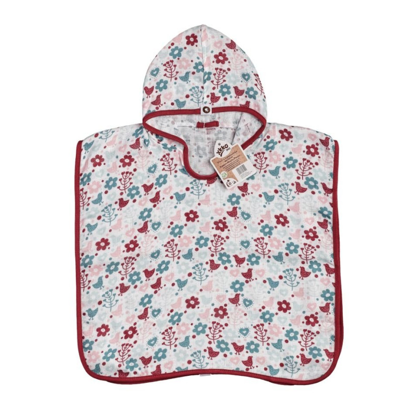 Bamboo Muslin Poncho XKKO BMB - Flowers&Birds Girls