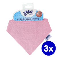 Organic Cotton Muslin Bandana XKKO Organic - Pink 3x1ps (Wholesale pack.)