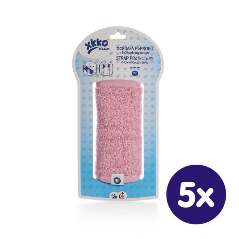 Organic cotton strap covers XKKO Organic - Baby Pink 5x1pack. (Wholesale pack)