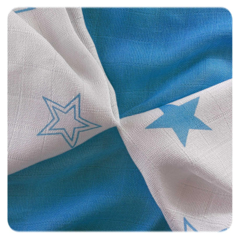 Bamboo muslins XKKO BMB 30x30 - Cyan Stars MIX 9pcs