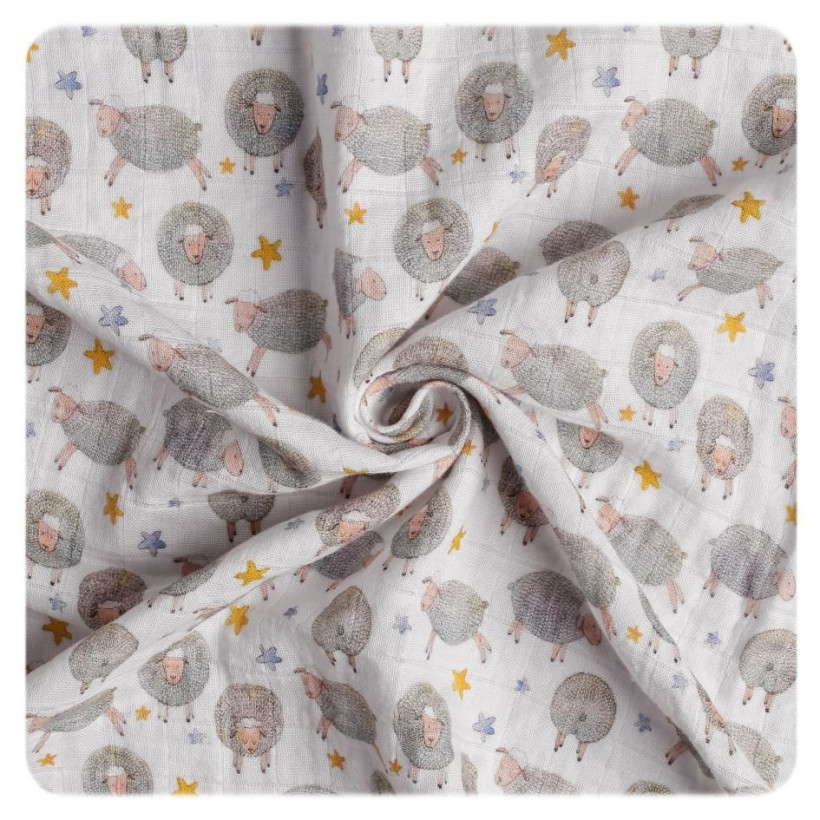 Hooded bamboo terry towel XKKO BMB 90x90 - Dreamy Sheeps