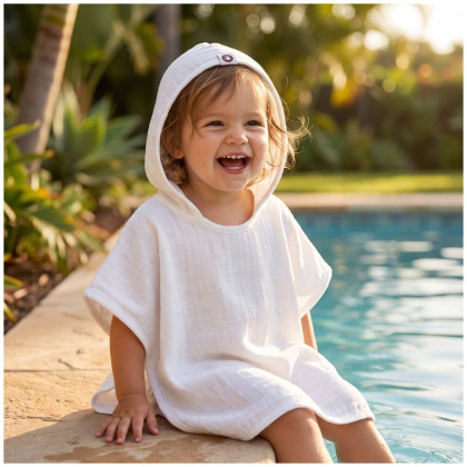 Bamboo Muslin Poncho XKKO BMB - White