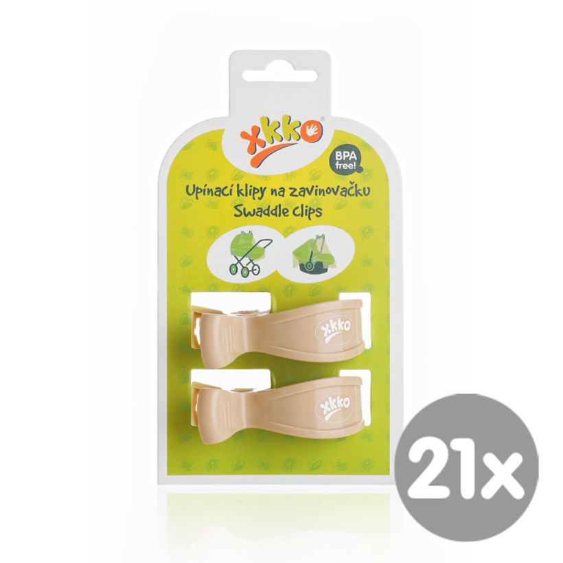 Pram Clips XKKO - Light Brown 21x2ps (Wholesale pack.)