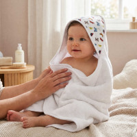 Hooded bamboo terry towel XKKO BMB 90x90 - Butterflies