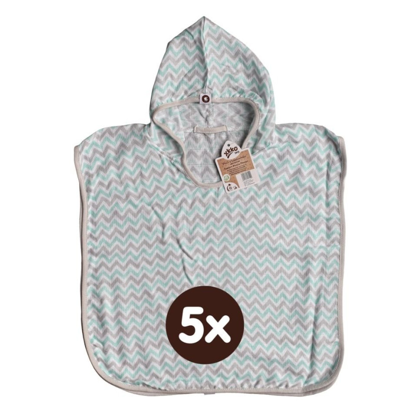 Bamboo Muslin Poncho XKKO BMB - Chevron Mint 5x1ps (Wholesale pack.)