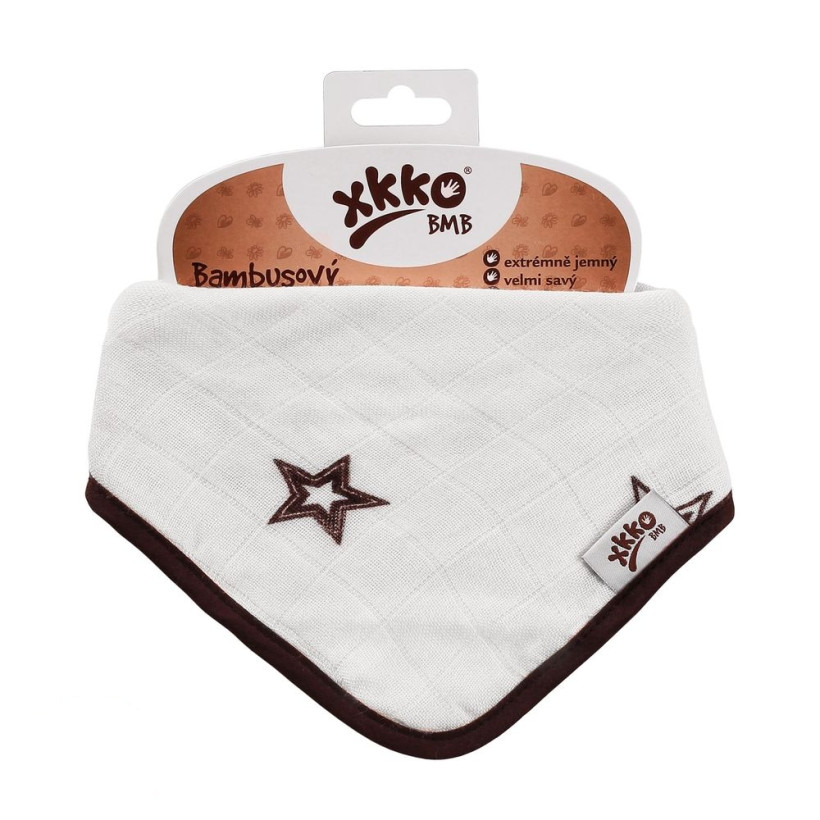 Bamboo bandana XKKO BMB - Natural Brown Stars 3x1ps Wholesale packing