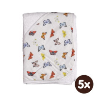 Hooded bamboo terry towel XKKO BMB 90x90 - Butterflies 5x1ps (Wholesale packaging)