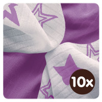 Bamboo muslins XKKO BMB 30x30 - Lilac Stars MIX 10x9pcs (Wholesale packaging)