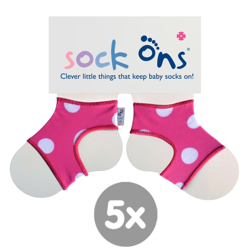 Sock Ons Pink Spots 5x1 pair (Wholesale pack.)
