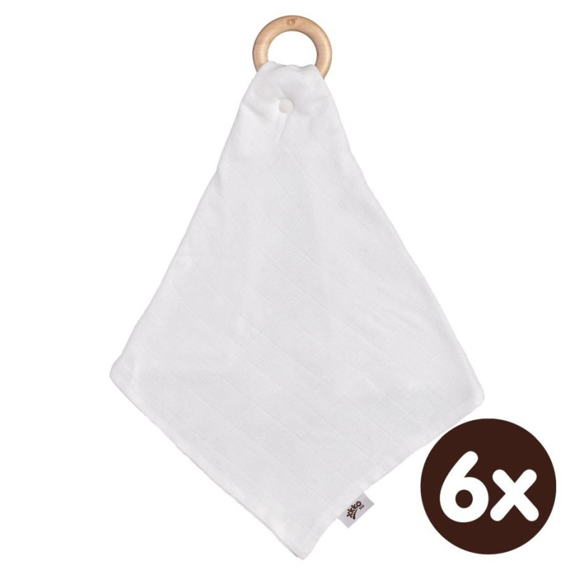XKKO BMB Bamboo teether with Muslin - White 6x1ps (Wholesale pack.)