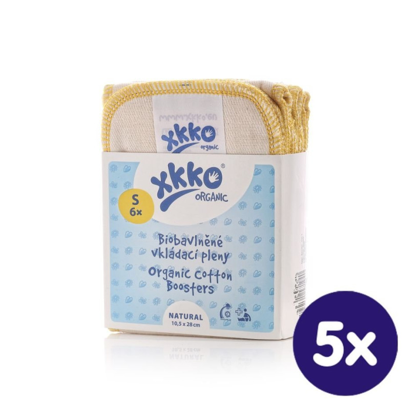 XKKO Organic Twill Booster - Natural Size S 5x6ps (Wholesale pack.)