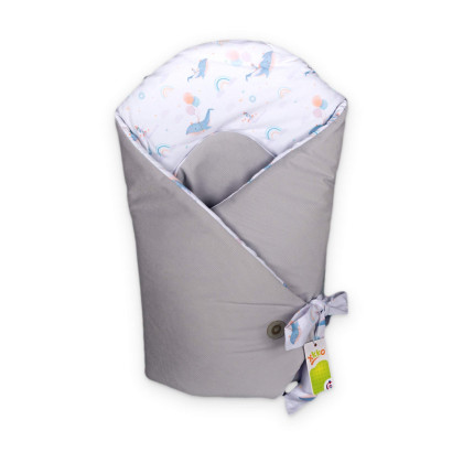 Cotton swaddling wrap XKKO LUX with coconut insert - Sky Whale