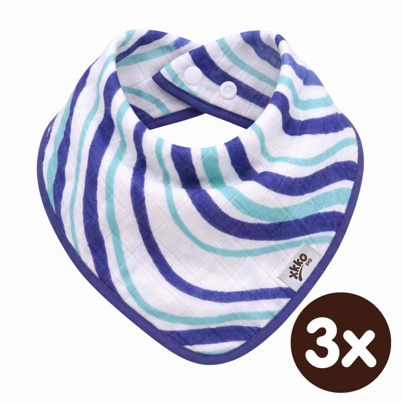 Bamboo bandana XKKO BMB - Ocean Blue Waves 3x1ps Wholesale packing