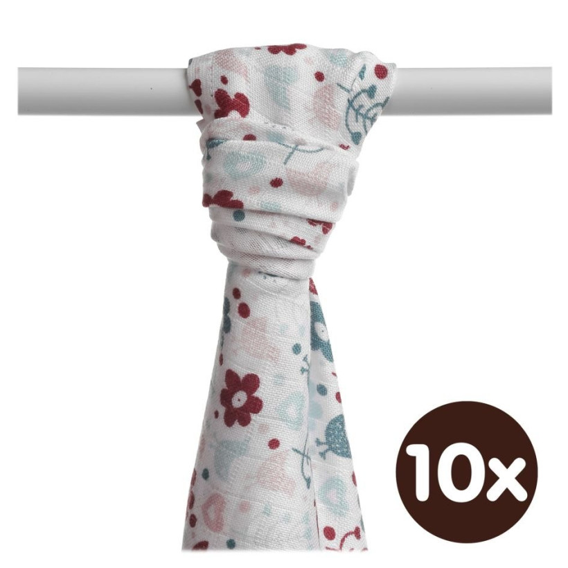 Bamboo muslin towel XKKO BMB 90x100 - Flowers&Birds Girls 10x1pcs (Wholesale packaging)