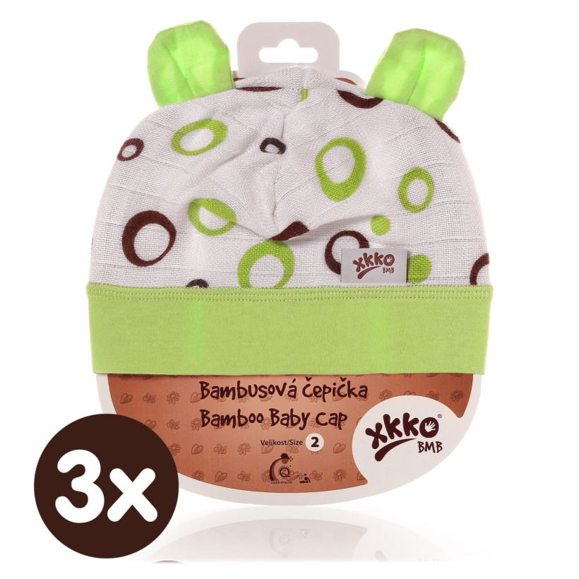 Bamboo Baby Hat XKKO BMB - Lime Bubbles 3x1ps (Wholesale packaging)