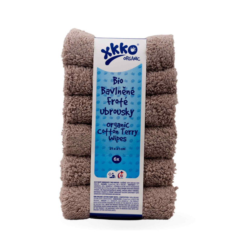 Organic cotton terry wipes XKKO Organic 21x21 - Atmosphere