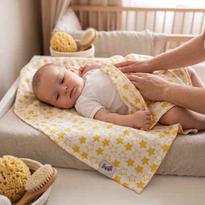 Bamboo muslin towel XKKO BMB 90x100 - LIttle Stars Orange