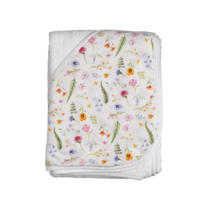 Hooded bamboo terry towel XKKO BMB 90x90 - Summer Meadow