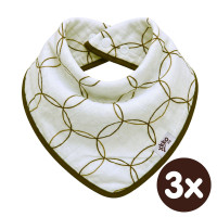 Bamboo bandana XKKO BMB - Natural Brown Circles 3x1ps Wholesale packing