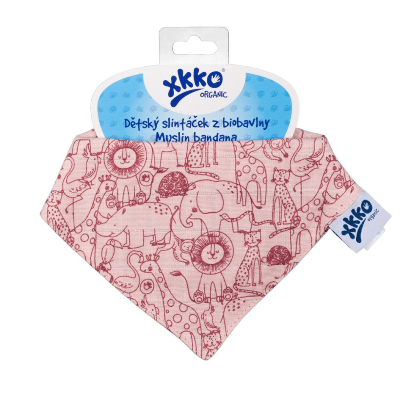 Organic Cotton Muslin Bandana XKKO Organic - Safari Mesa Rose