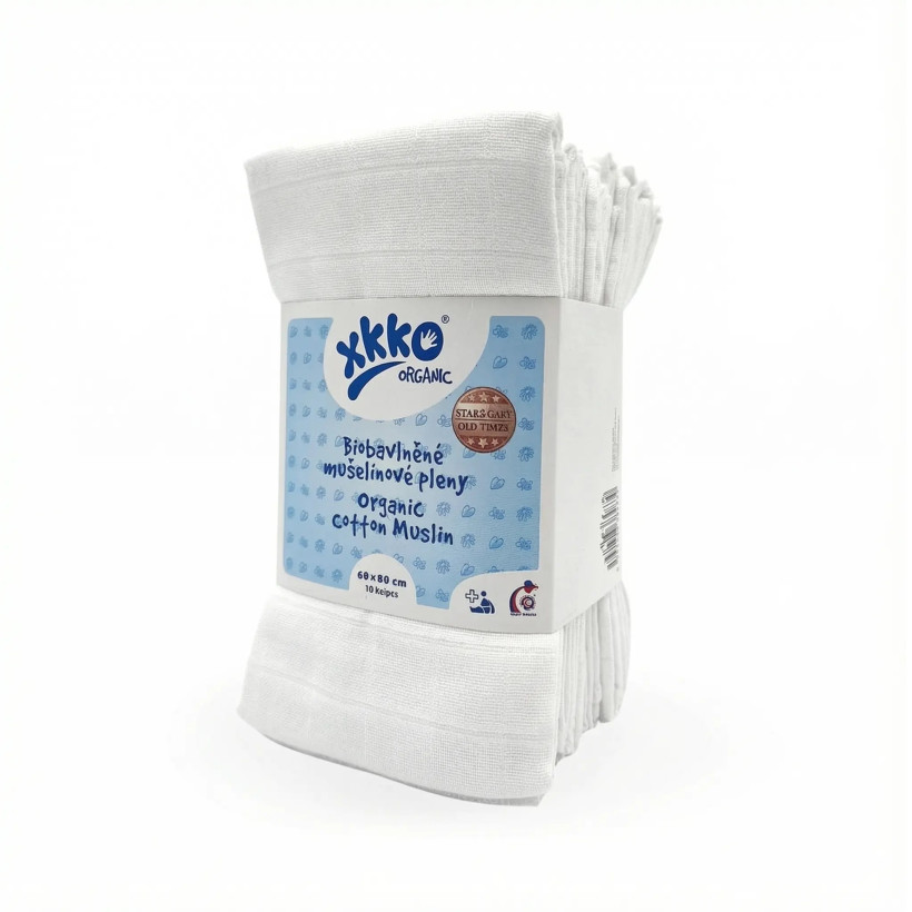 Organic Cotton Muslins XKKO Organic 60x60 Old Times - White
