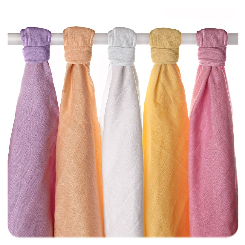 Organic Cotton Muslins XKKO Organic 70x70 Old Times - Pastels for Girls 5x5ps (Wholesale pack.)