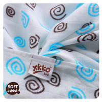 Bamboo muslins XKKO BMB 70x70 - Spirals&Bubbles Cyan MIX 10x3pcs (Wholesale packaging)