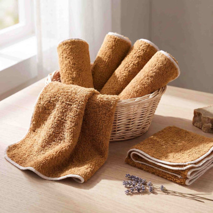 Organic cotton terry wipes XKKO Organic 21x21 - Honey Mustard