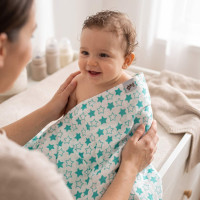 Bamboo muslin towel XKKO BMB 90x100 - LIttle Stars Turquoise