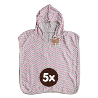 Bamboo Muslin Poncho XKKO BMB - Chevron Baby Pink 5x1ps (Wholesale pack.)