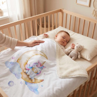 Spanish baby blanket XKKO LUX 75x100 - Moon Unicorn
