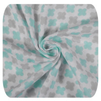 Bamboo muslin fitted bed sheet XKKO BMB 120x60 - Mint Cross