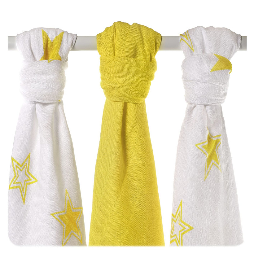 Bamboo muslins XKKO BMB 70x70 - Lemon Stars MIX 10x3pcs (Wholesale packaging)